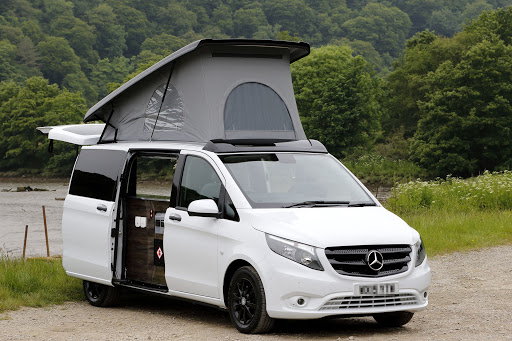 white Mercedes camper conversion 