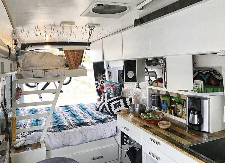 a suspended campervan bed 