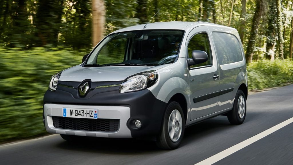 an electric renault kangoo on the road being driven