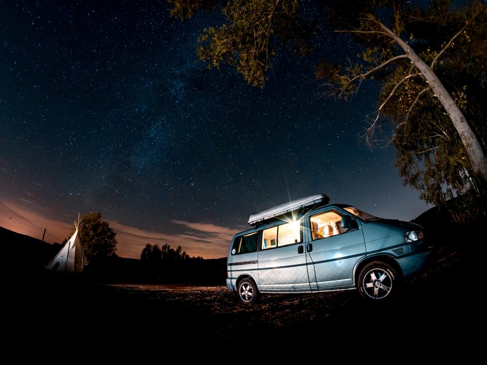 VW transporter T4 van under the stars