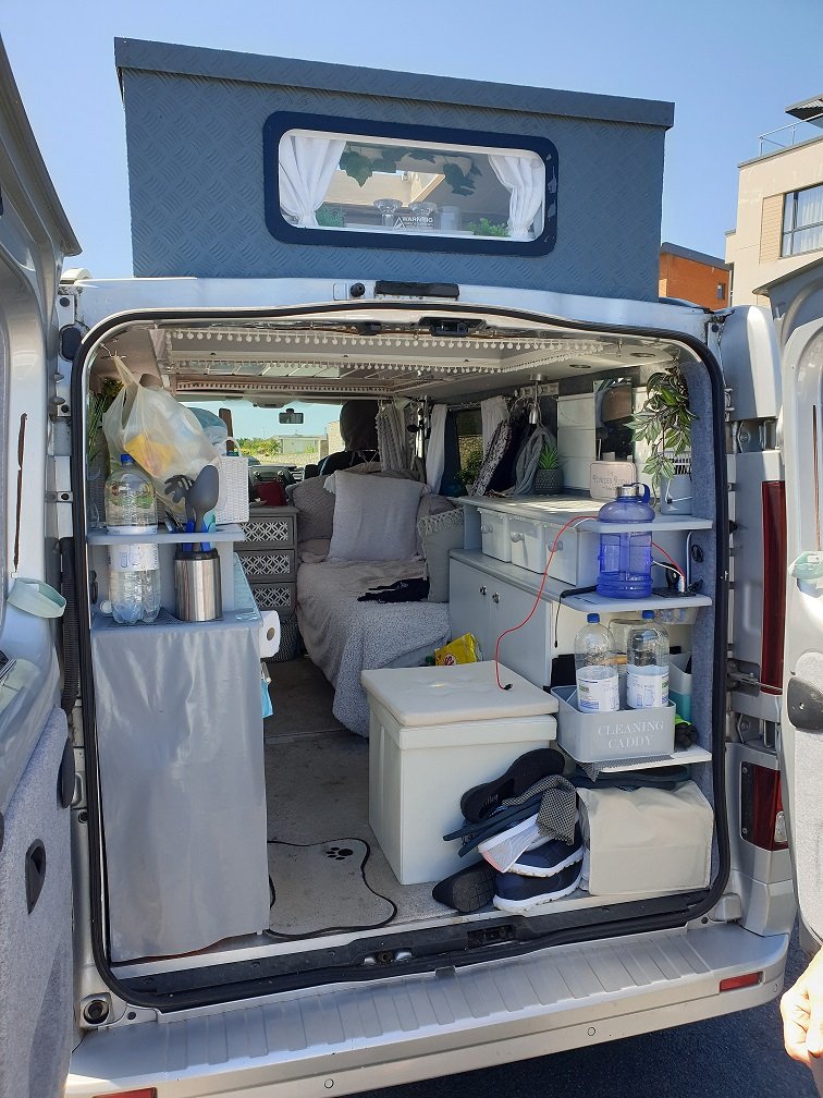 campervan with roof conversion for extra storage