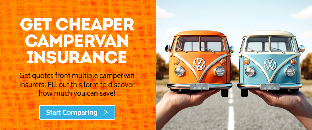 two vw campervans being held in peoples hands to suggest comparing campervans
