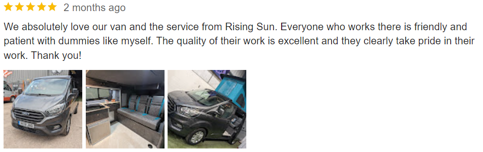 rising sun campervan conversions customer review example